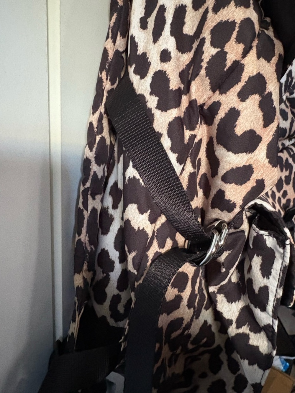 Ganni Leopard Print Tech Backpack in Brown and Black - Picture 4 of 8